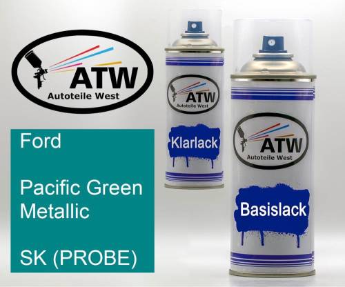Ford, Pacific Green Metallic, SK (PROBE): 400ml Sprühdose + 400ml Klarlack - Set, von ATW Autoteile West.